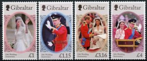 Gibraltar Royalty Stamps 2021 MNH Prince William & Kate 10th Wedding Ann 4v Set