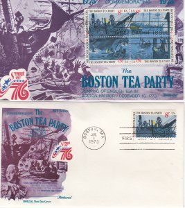 United States # 1480-1483, 1483a, Boston Tea Party, Fleetwood First Day Covers