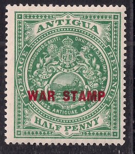 Antigua 1916 - 17 KGV 1/2d Green Ovpt War Stamp MM SG 53 ( 232 )