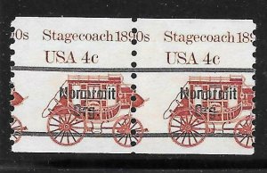 MISPERFORATED Scott #1898Ab 4c Precanceled Stagecoach Pair, Mint NH