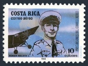 Costa Rica C915, MNH. Michel 1352. Roman Macaya Lahmann, aviation pioneer, 1988.