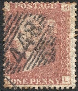 GB 1864 1d  Penny Red Used, Sc 33 L-H, Plate 113 F, #448 of Wexford, Ireland