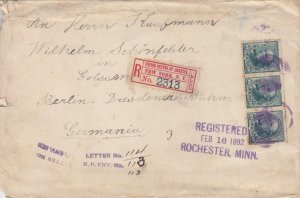 1892, Rochester, MN to Berlin, Germany, NY Etiquette FX-NY 1a (iv) (30191)