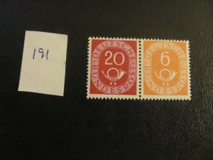 GERMANY BUND 1951 MNH MI. W3 BOOKLET PIECE  XF 50 EUROS (191)