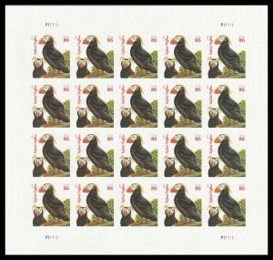 US 4737b Tufted Puffins 86c imperf NDC sheet 20 P11111 (orange Year) MNH 2013