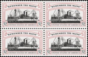 US 3192 Remember the Maine Spanish-American War 32c block 4 MNH 1998