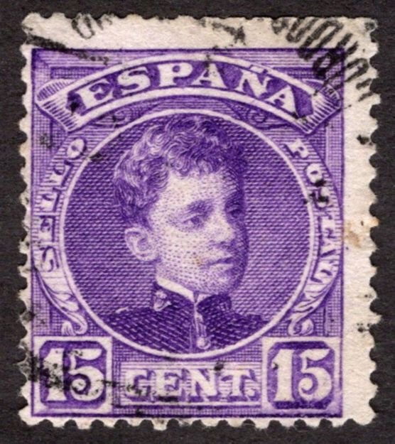 1905, Spain 15c, King Alfonso XIII, Used, Sc 277