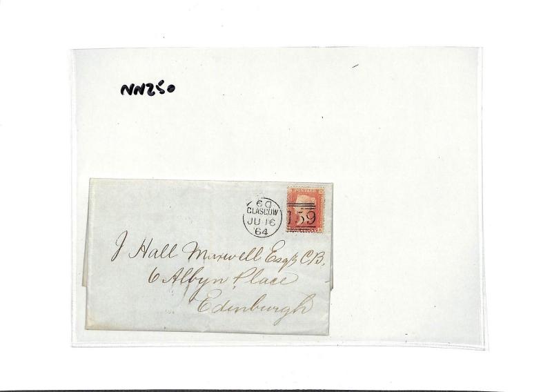 GB SG.39 Cover SCOTLAND Edinburgh Glasgow Penny Red 1864 {samwells-covers} NN250