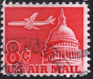 SC#C64 8¢ Jet Airliner Over Capitol Single (1962) Used