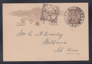 South Australia 1903 BELTANA Squared Circle Postal Stationery Card Adelaide