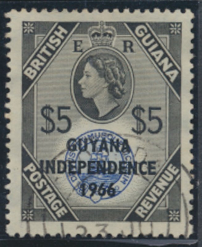 Guyana Opt Independence 1966 SG 385  wmk  script Fine used SC#6   see scans/d...