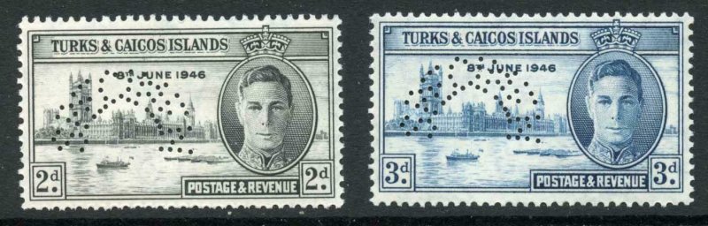 Islas Turcas y Caicos SG206s/7s victoria Set Perf espécimen U/M Cat 80 libras 