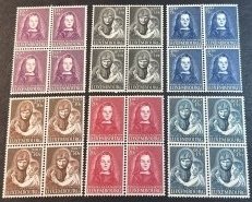 LUXEMBOURG # B156-B161-MINT/NH---COMPLETE SET IN BLOCKS OF 4-SEMI-POSTAL---1950