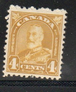 Canada Sc  168 1930 4c yellow bistre George V stamp mint NH