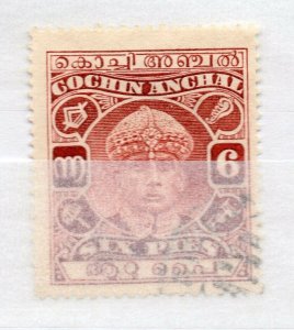 India Cochin 1933-38 Early Issue Fine Used 6p. Optd NW-16303