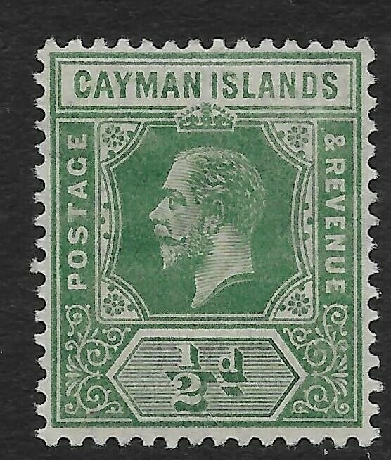 CAYMAN ISLANDS SG41 1912 ½d GREEN MTD MINT