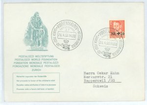 Denmark B20 1953 cachet cover for Pestalozzi World Foundation in Switzerland.