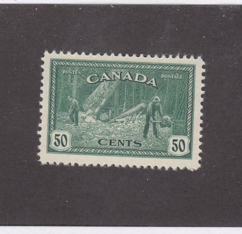 CANADA (MK3712) # 272 VF-MLH 50cts 1946 BC LOGGING /DARK BLUE GREEN CAT VAL $25