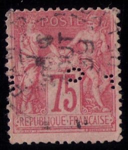 France YVERT 81 Used PERFIN (Sc 83) 1876 CV $110.00