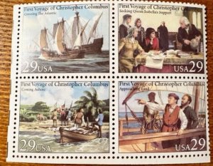 US # 2623a First Voyage of Christopher Columbus Block of 4 1992 29c  Mint NH