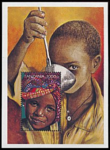 Tanzania 1509, MNH, 50th Anniversary of UNICEF souvenir sheet