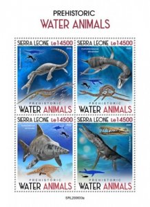 Sierra Leone - 2020 Prehistoric Water Animals - 4 Stamp Sheet - SRL200633a