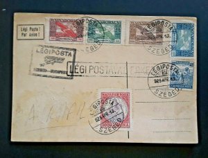 1913 Szeged Budapest Hungary Multi Franking Airmail Cover