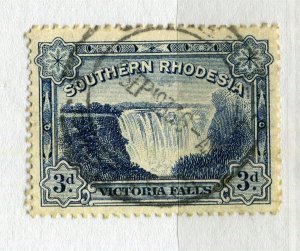 RHODESIA; 1932 early Victoria Falls issue 3d. fine used POSTMARK