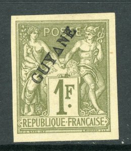 French Guiana 1892 French Colony 1 Franc Bronze Green Scott #17 Mint E35