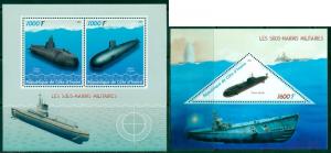 IVORY COAST 2 SHEETS MILITARY SUBMARINES