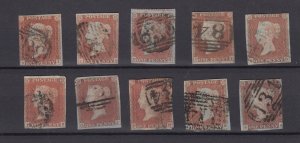 GB QV 1841 1d Red Imperf Unchecked Collection Of 10 BP9036