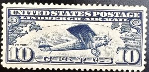 US #C10 MH VF 10c Lindbergh Airmail (Thin Spot Fault) 1927 [B2.7.1]