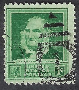 United States #874 1¢ John James Audubon (1940). Used