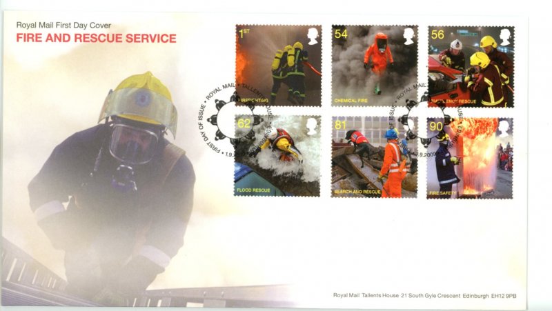 Great Britain 2009 FDC  Fire and Rescue Service Fire Sc# 2680-85