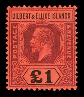 Gilbert and Ellice Islands #26 (SG 24) Cat£550, 1912-24 George V, £1 violet...