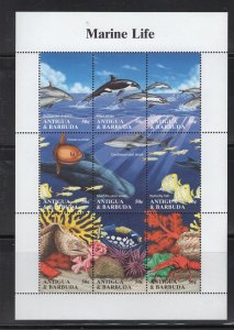 Antigua #1806  (1994 Marine Life sheet of nine)  VFMNH  CV $7.75