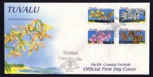 Tuvalu, Scott cat. 697-700. Orchids issue. First day cover. ^