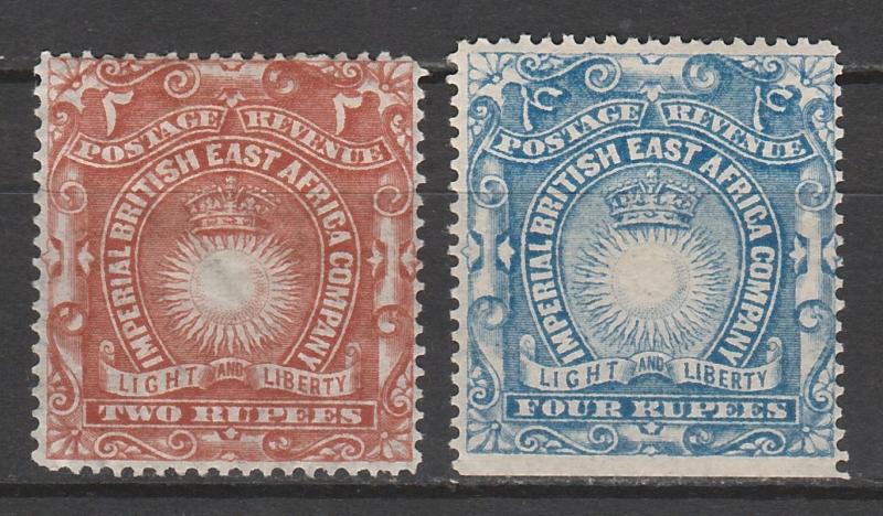 BRITISH EAST AFRICA 1890 LIGHT AND LIBERTY 2R AND 4R