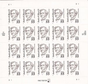 US Stamp - 1999 55c Justin S. Morrill - 20 Stamp Sheet - Scott #2941