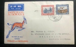 1931 Windhoek South West Africa First Flight Cover FFC To Salisbury Rhodesia