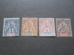 French India 1892 Sc 1-3,10 MH