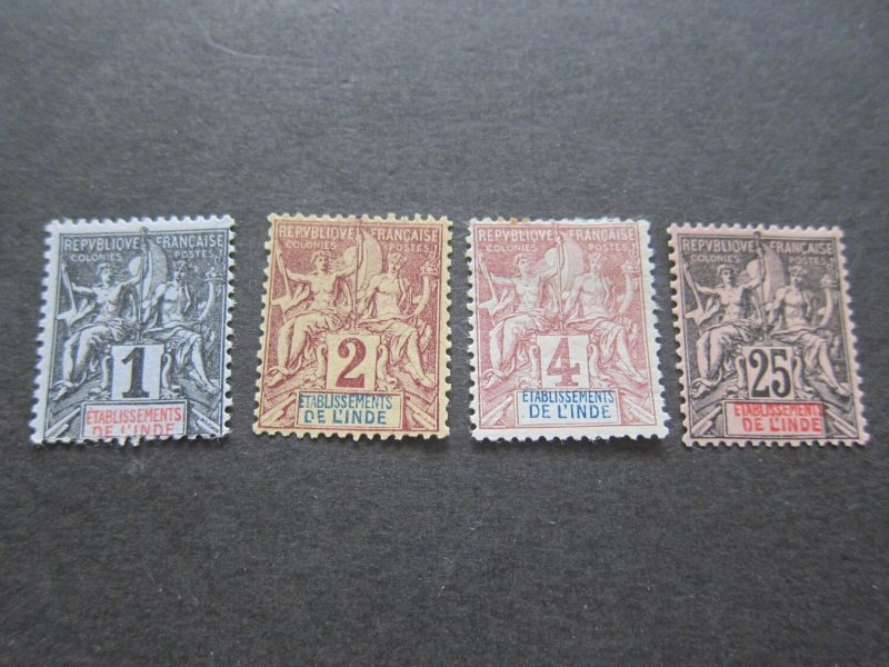 French India 1892 Sc 1-3,10 MH