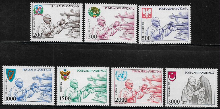 Vatican City #C66-72 MNH Set - Pope John Paul II Shaking Hands