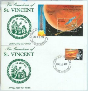 82835 - ST Vincent - Postal History - Set of 2 FDC COVERS - SPACE  Mars Observer