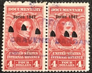 US Used #R476 Punch Cancel Pair Revenue Documentary J C Spencer L37