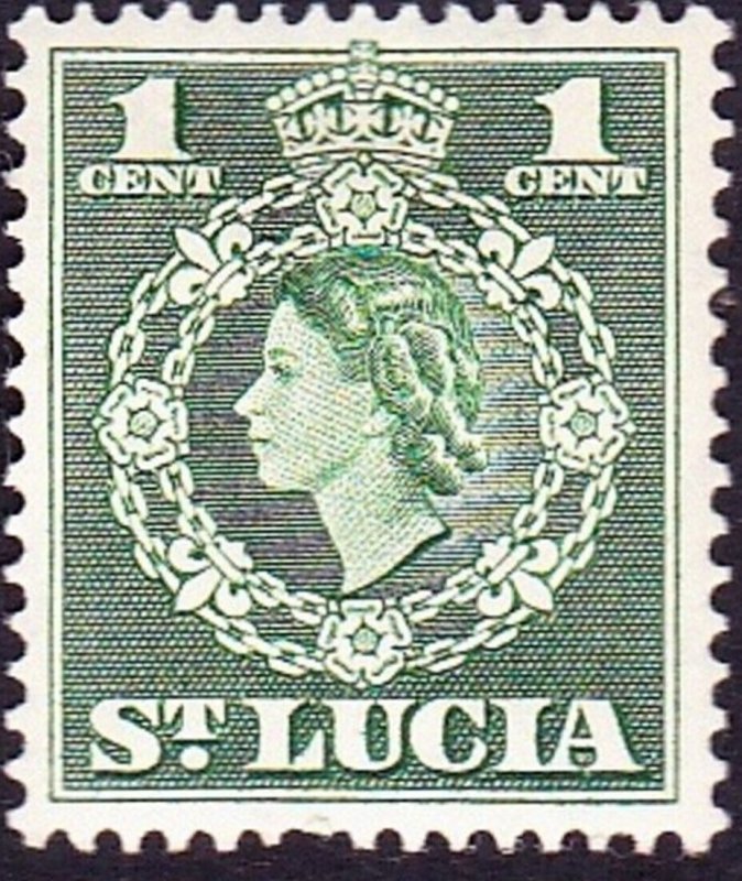 ST LUCIA 1954 QEII 1c Green SG172 MH