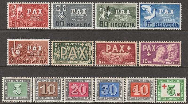 EDSROOM-12220 Switzerland 293-305, B145 LH 1945 Complete End WWII CV$286.65