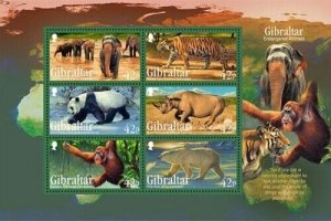 Gibraltar 2011 - Endangered Animals - Sheet of 6 stamps - Scott #1289A - MNH
