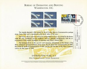 BEP B9 Souvenir Card INTERPEX 1971 #1193 Project Mercury Space Show Cancel