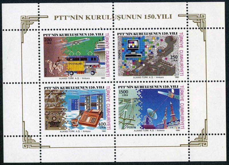 Turkey 2494a sheet,MNH.Michel Bl.29. Present communication methods,1990.